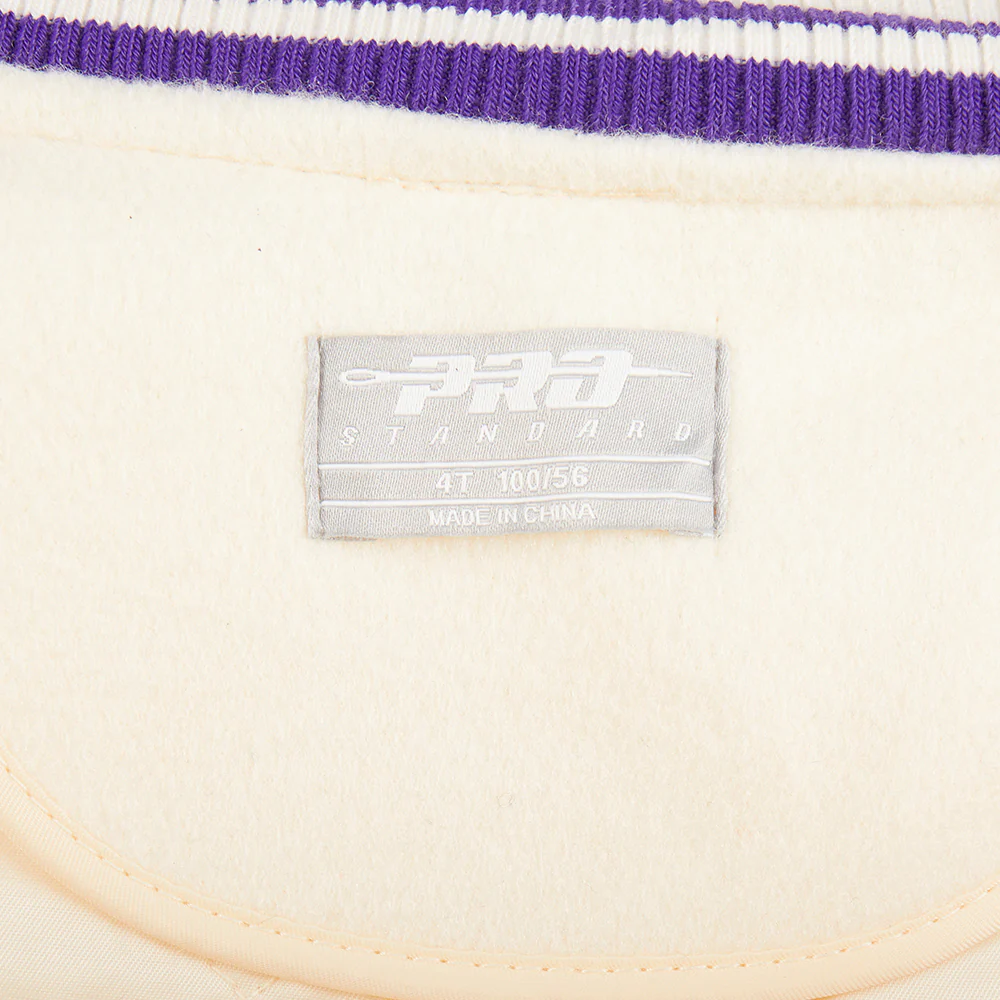 NBA LOS ANGELES LAKERS RETRO CLASSIC TODDLER BOYS RIB WOOL VARSITY JACKET (EGGSHELL/ PURPLE) - Image 10