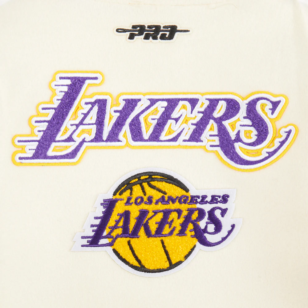 NBA LOS ANGELES LAKERS RETRO CLASSIC TODDLER BOYS RIB WOOL VARSITY JACKET (EGGSHELL/ PURPLE) - Image 11