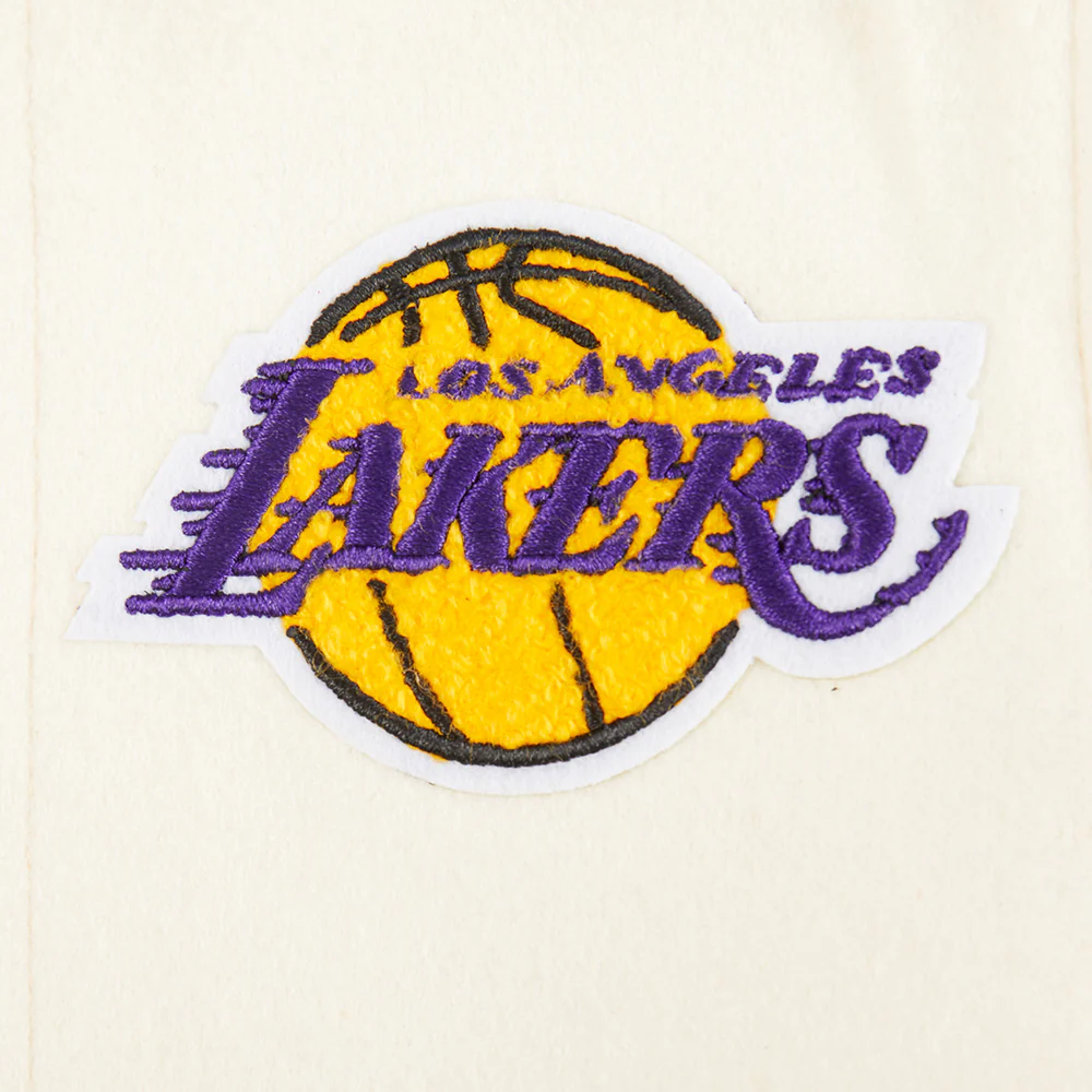 NBA LOS ANGELES LAKERS RETRO CLASSIC TODDLER BOYS RIB WOOL VARSITY JACKET (EGGSHELL/ PURPLE) - Image 5