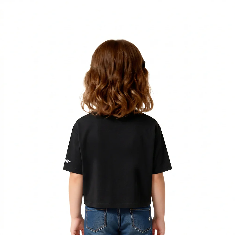 NBA LOS ANGELES LAKERS RETRO CLASSIC TODDLER GIRLS SHORT SLEEVE BOXY TEE (BLACK) - Image 2