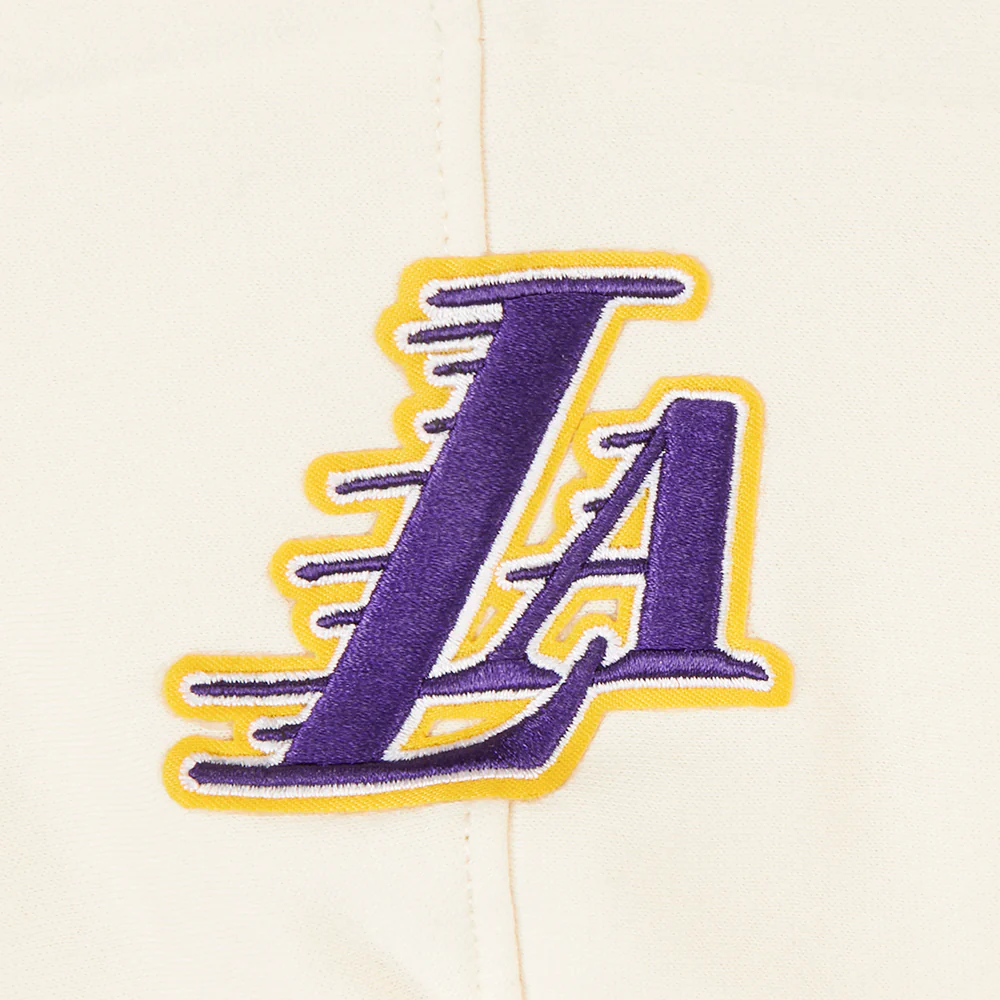 NBA LOS ANGELES LAKERS RETRO CLASSIC TODDLER GIRLS RIB FLEECE PULLOVER HOODIE (EGGSHELL/ PURPLE) - Image 8