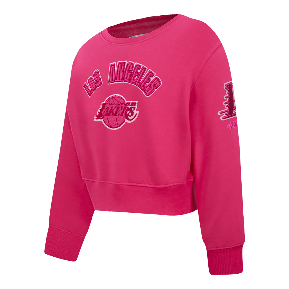 NBA LOS ANGELES LAKERS TRIPLE PINK TODDLER GIRLS FLEECE CREWNECK (BEETROOT PURPLE) - Image 2