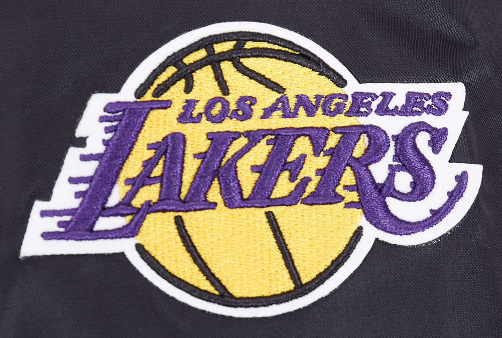 NBA LOS ANGELES LAKERS SCRIPT TAIL WOMEN'S SATIN JACKET (BLACK/PURPLE) - Image 6