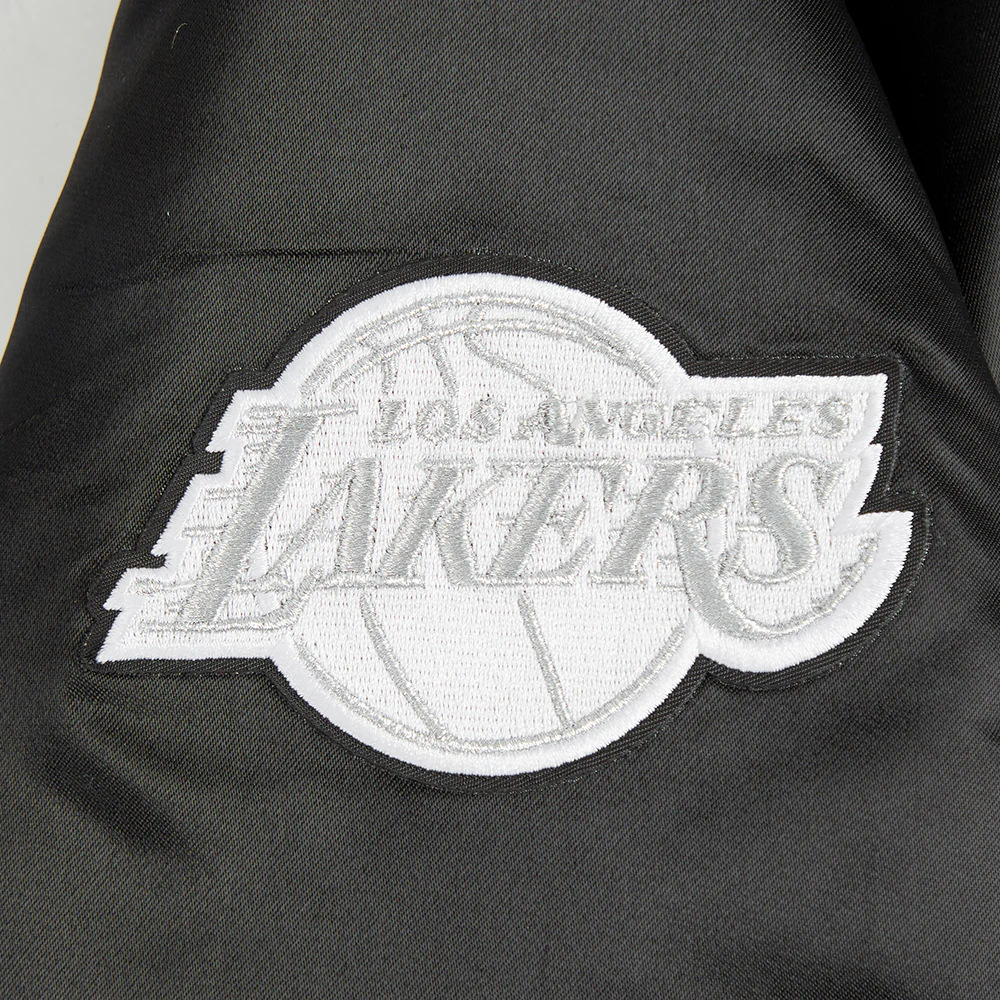 NBA LOS ANGELES LAKERS PEARLS WOMEN'S RIB SATIN JACKET (BLACK) - Image 7