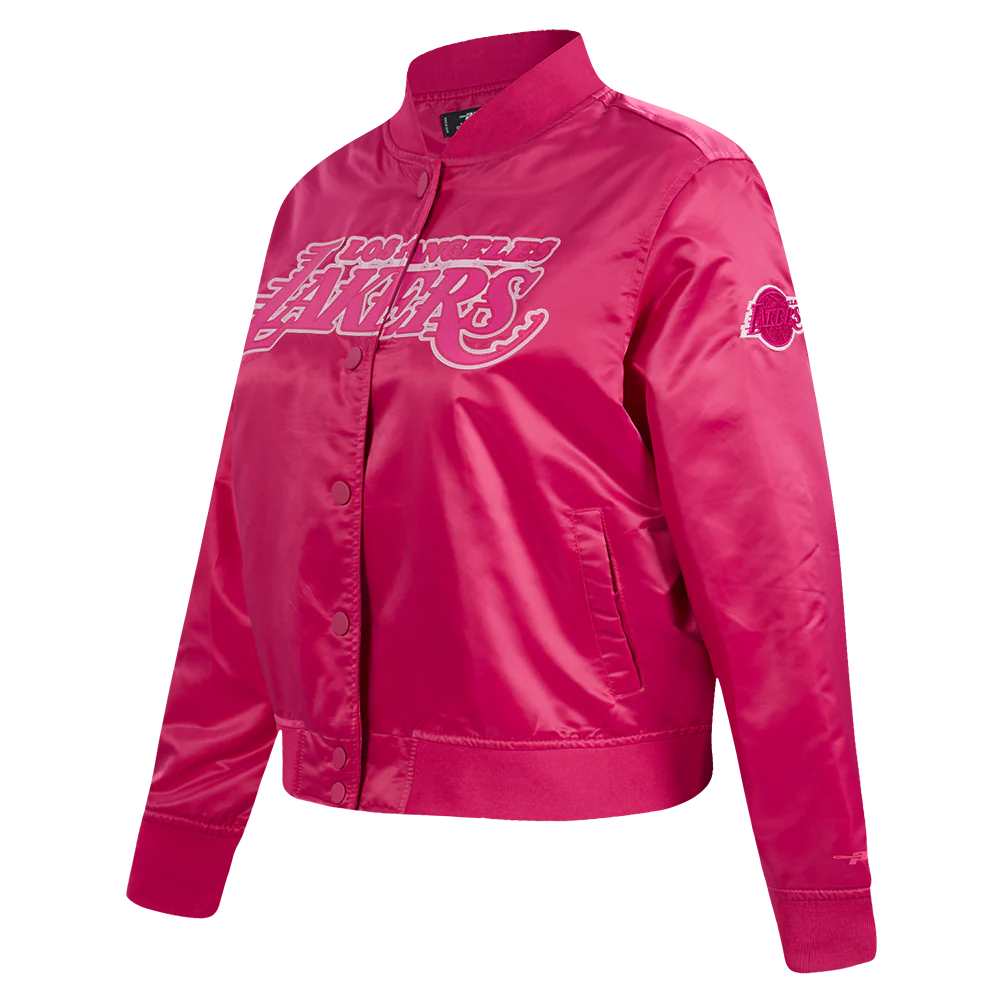 NBA LOS ANGELES LAKERS CLASSIC TRIPLE PINK WOMEN'S SATIN JACKET (BEETROOT PURPLE) - Image 2