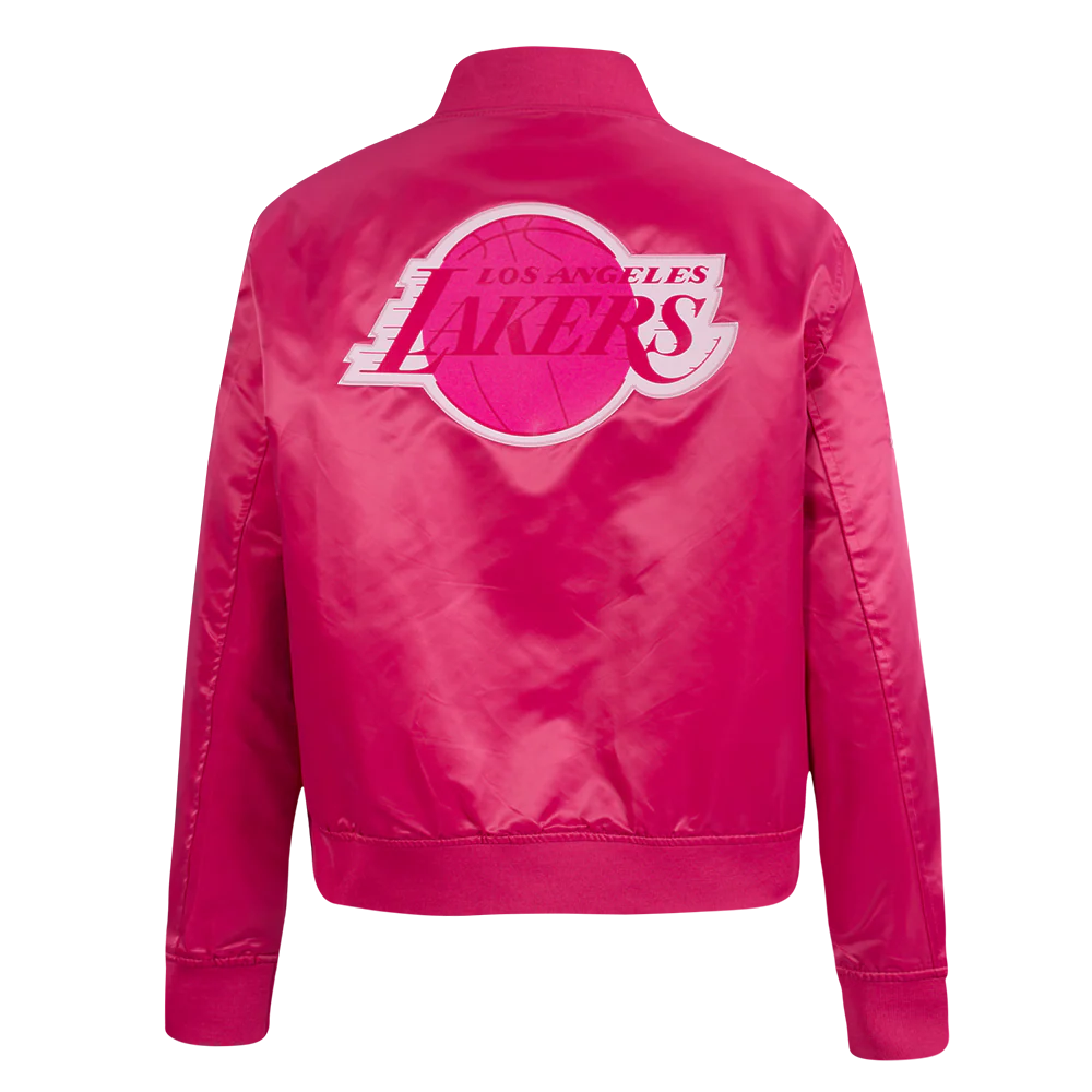 NBA LOS ANGELES LAKERS CLASSIC TRIPLE PINK WOMEN'S SATIN JACKET (BEETROOT PURPLE) - Image 3