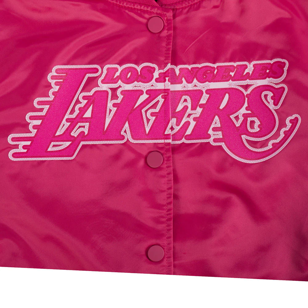 NBA LOS ANGELES LAKERS CLASSIC TRIPLE PINK WOMEN'S SATIN JACKET (BEETROOT PURPLE) - Image 6