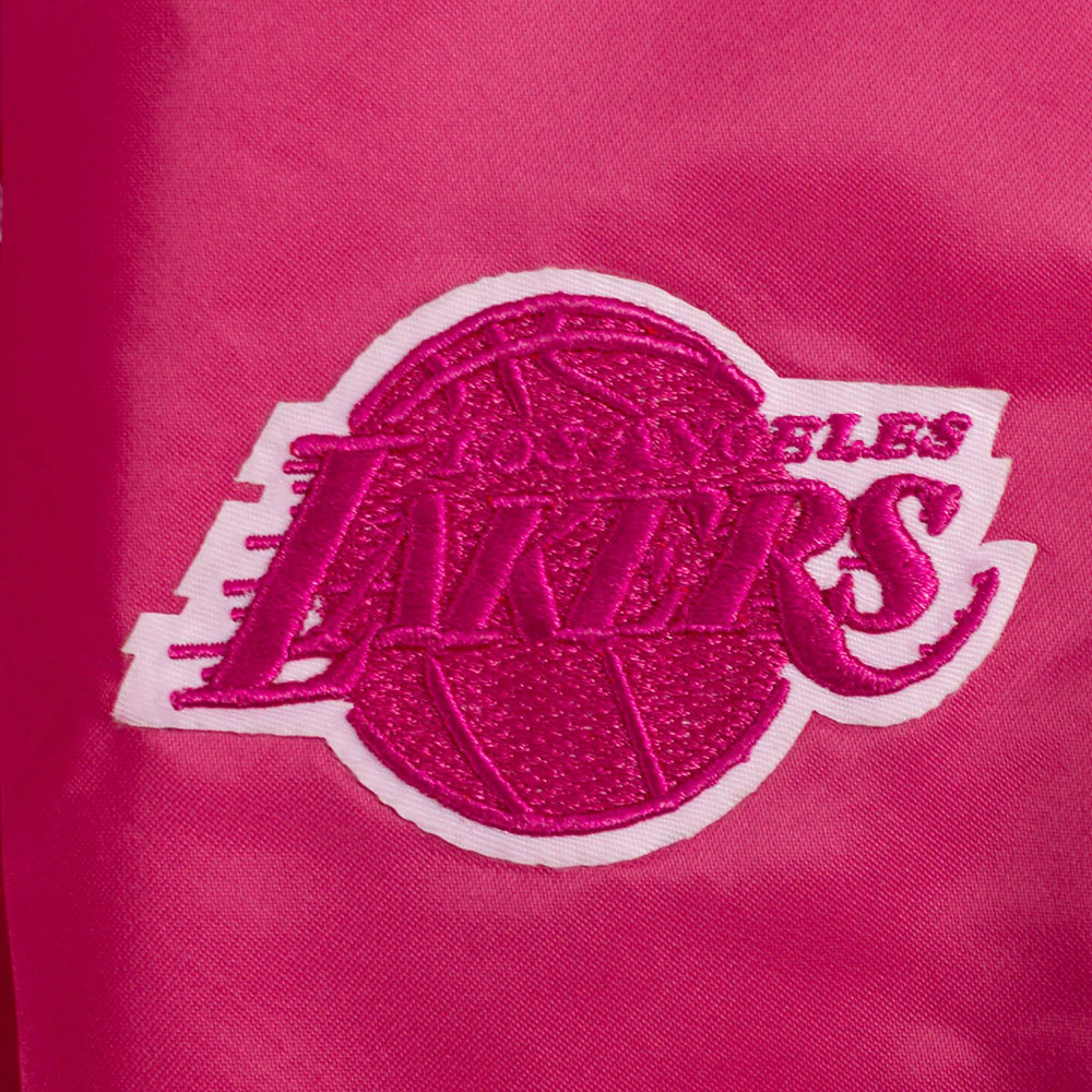 NBA LOS ANGELES LAKERS CLASSIC TRIPLE PINK WOMEN'S SATIN JACKET (BEETROOT PURPLE) - Image 8
