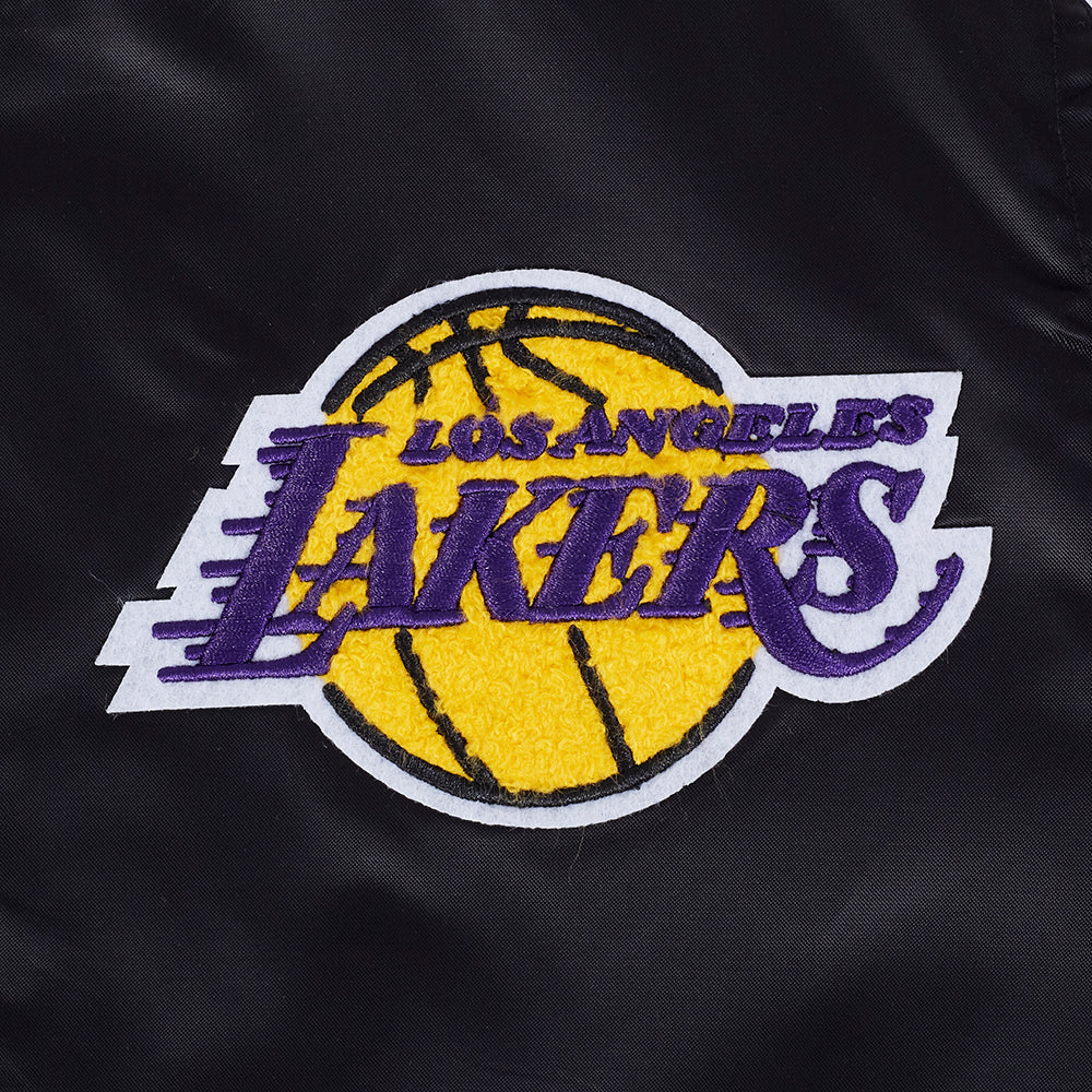NBA LOS ANGELES LAKERS RETRO CLASSIC WOMEN'S RIB SATIN JACKET (BLACK/PURPLE/YELLOW) - Image 5