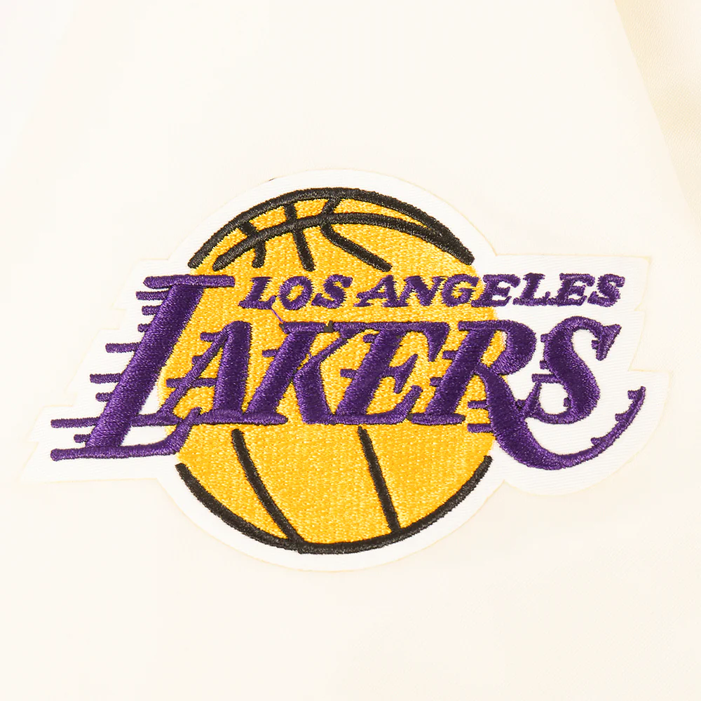 NBA LOS ANGELES LAKERS RETRO CLASSIC WOMEN'S RIB SATIN JACKET (EGGSHELL/ PURPLE) - Image 6