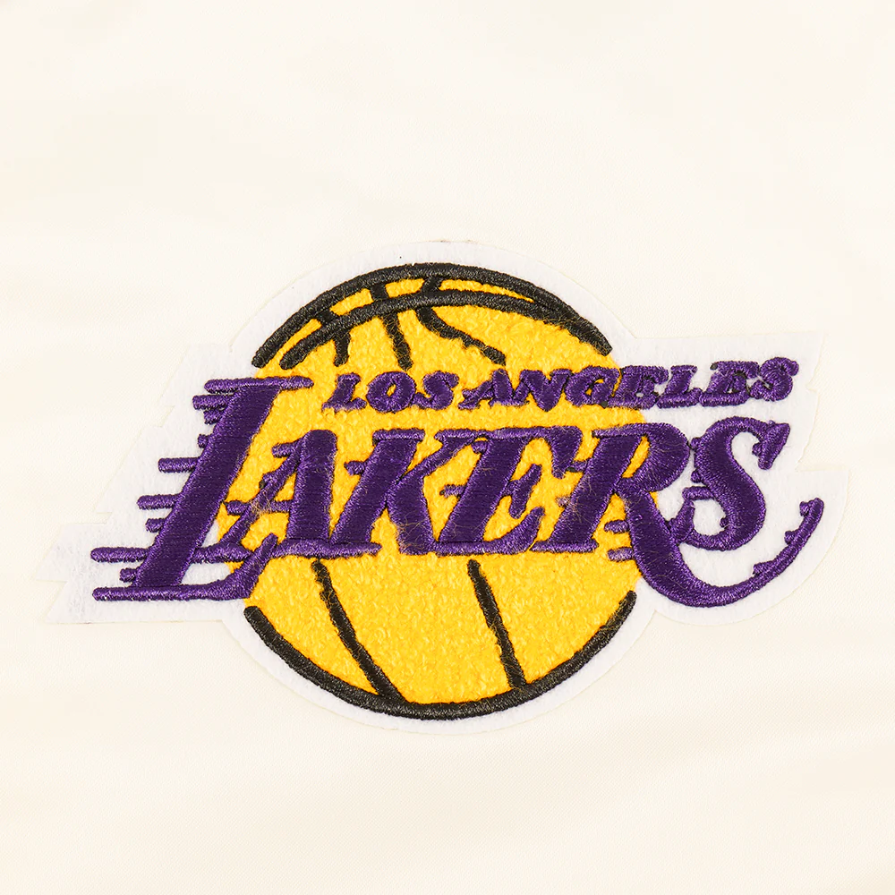 NBA LOS ANGELES LAKERS RETRO CLASSIC WOMEN'S RIB SATIN JACKET (EGGSHELL/ PURPLE) - Image 8