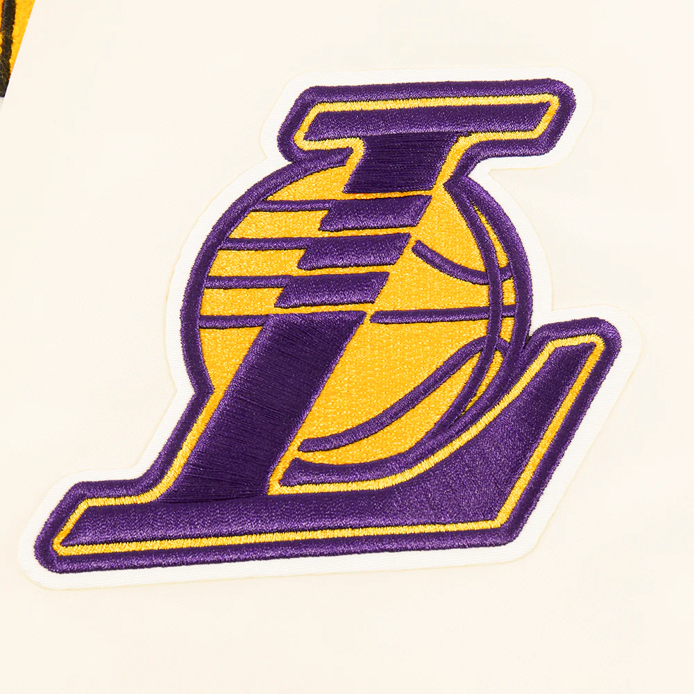NBA LOS ANGELES LAKERS RETRO CLASSIC WOMEN'S RIB SATIN JACKET (EGGSHELL/ PURPLE) - Image 9