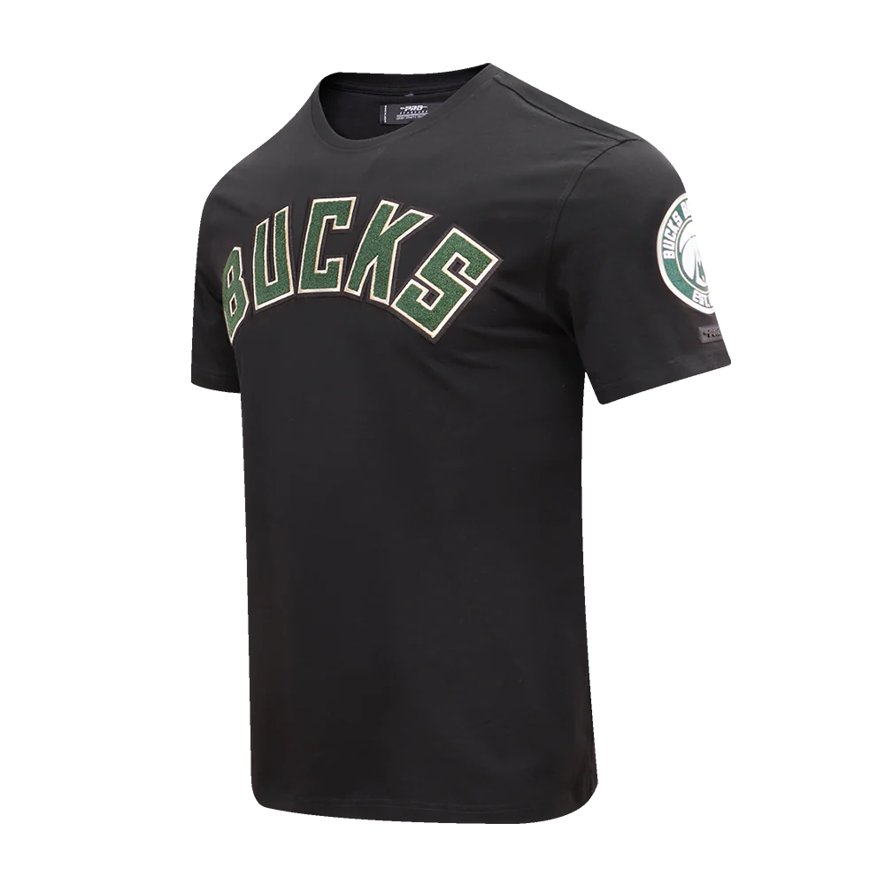 NBA MILWAUKEE BUCKS CLASSIC CHENILLE MEN'S TEE (BLACK) - Image 2