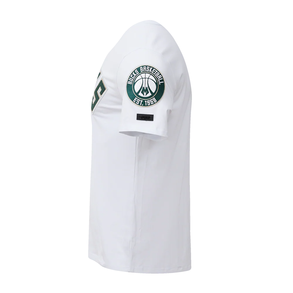 NBA MILWAUKEE BUCKS CLASSIC CHENILLE MEN'S TEE (WHITE) - Image 7