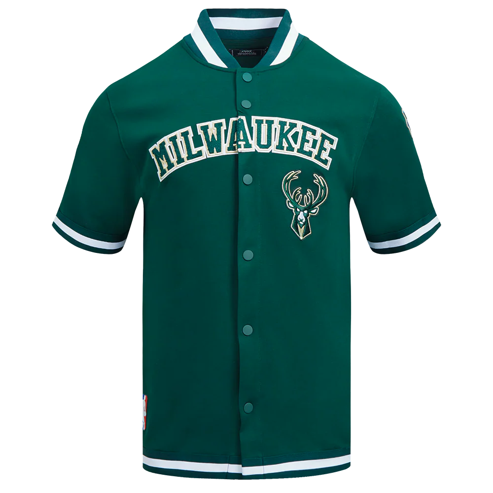 NBA MILWAUKEE BUCKS CLASSIC MEN'S PRO SS DOUBLE KNIT JACKET  (FOREST GREEN)