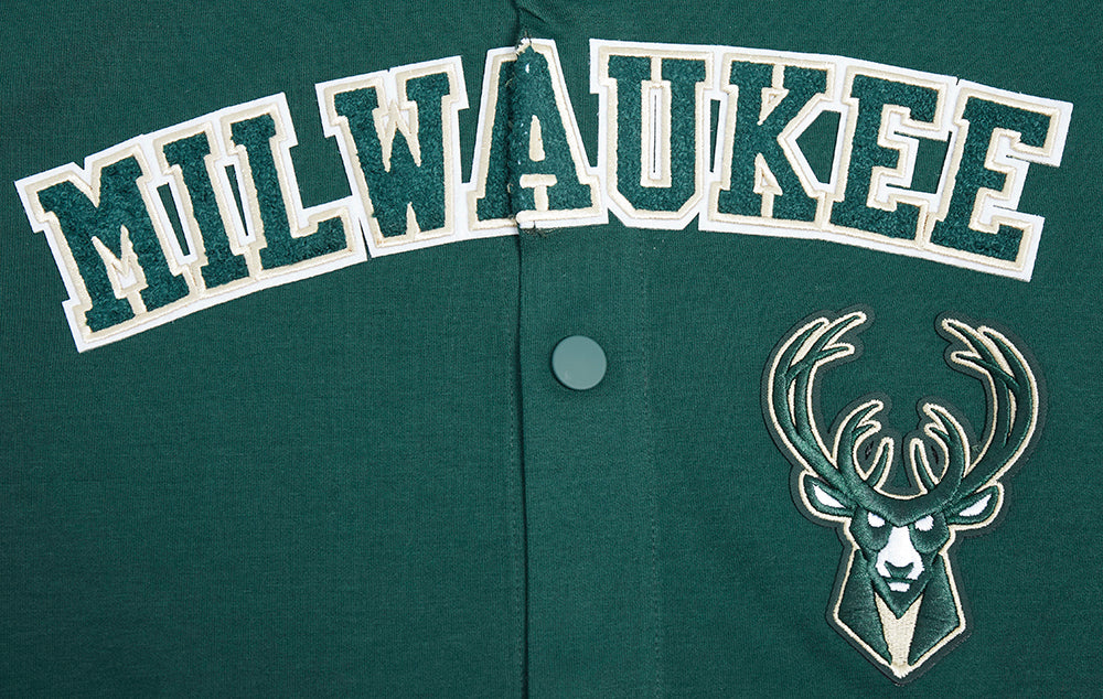 NBA MILWAUKEE BUCKS CLASSIC MEN'S PRO SS DOUBLE KNIT JACKET  (FOREST GREEN) - Image 5