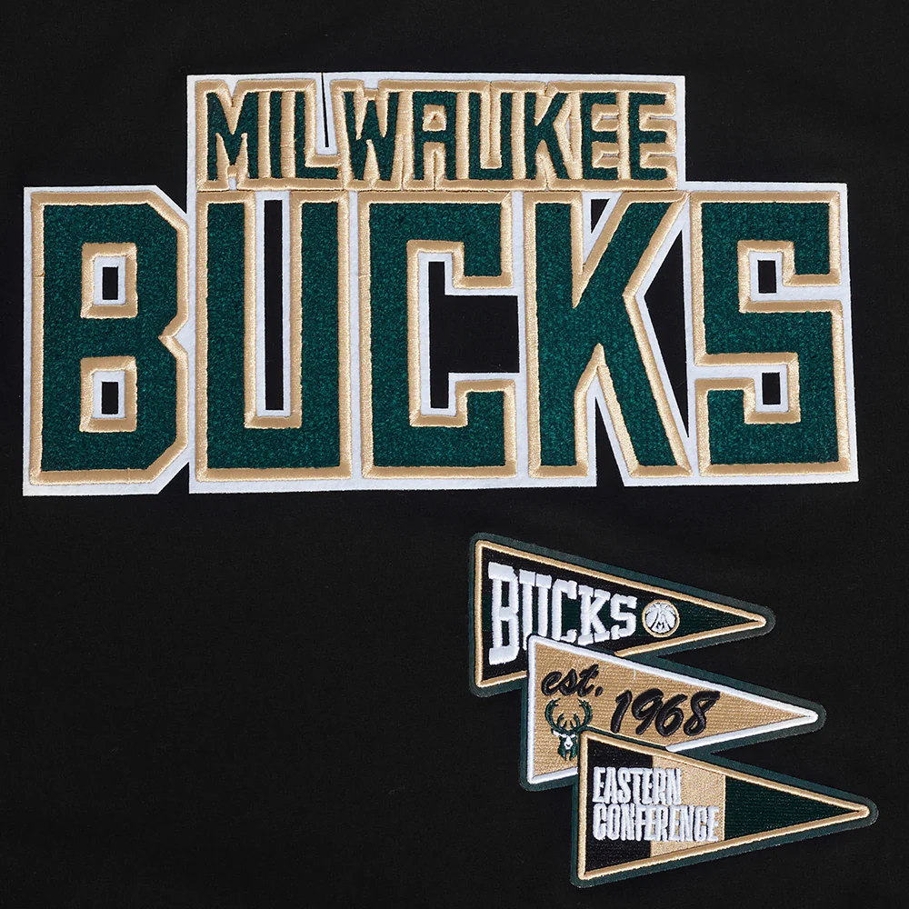 NBA MILWAUKEE BUCKS TEAM PENNATS MEN'S WORDMARK SJ TEE (BLACK) - Image 5