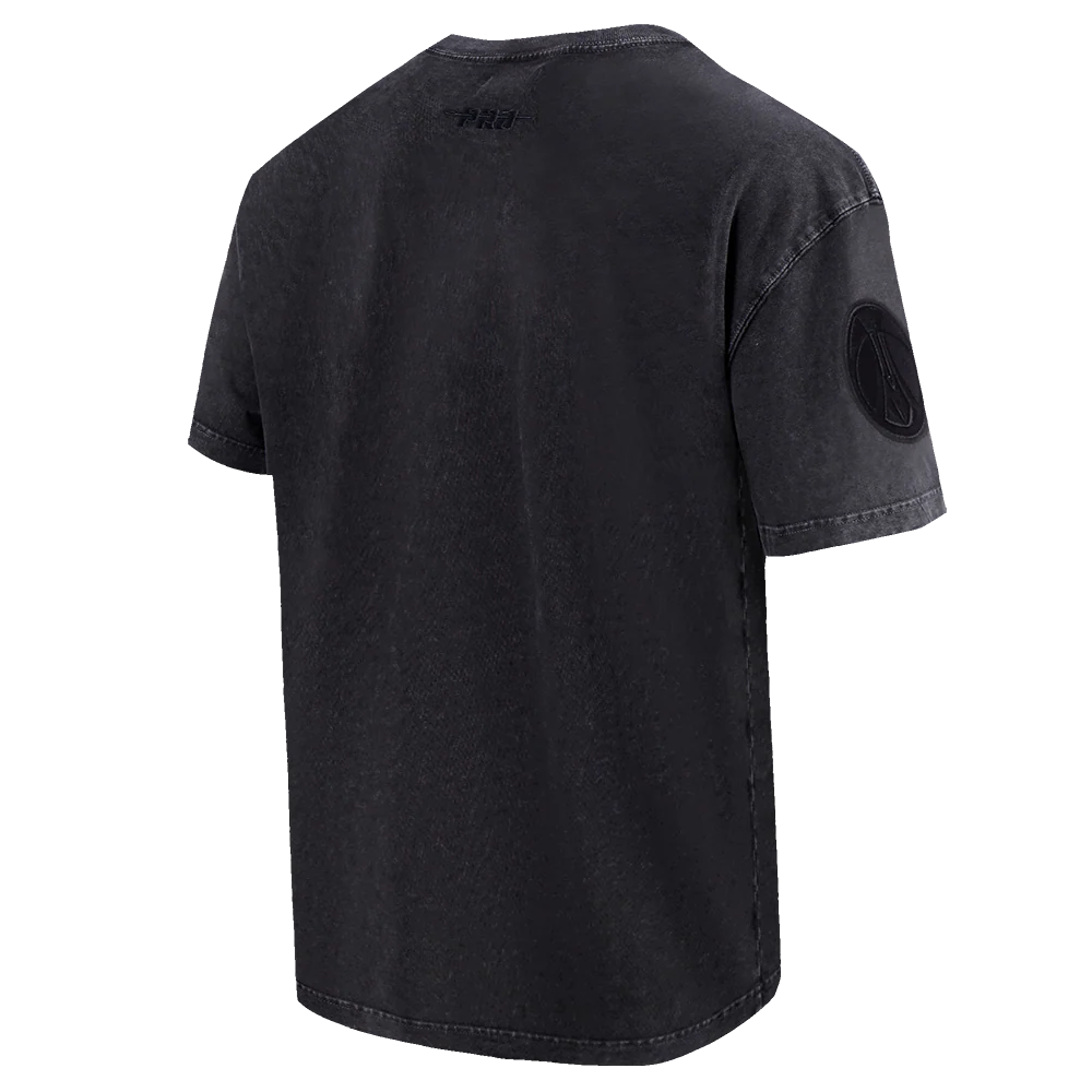 NBA MILWAUKEE BUCKS WASHED CLASSIC MEN'S ENZYME WASH CJ DROP SHOULDER TEE (WASHED BLACK) - Image 4