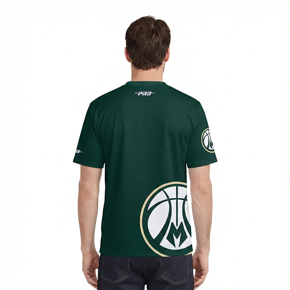 NBA MILWAUKEE BUCKS LIVING LARGE MEN'S CJ DROP SHOULDER TEE (FOREST GREEN) - Image 2