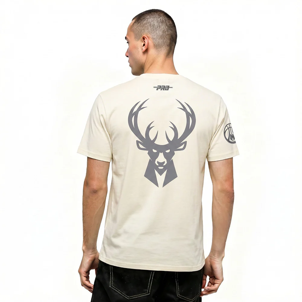 NBA MILWAUKEE BUCKS STREET TEAM MEN'S CJ DROP SHOULDER TEE (EGGSHELL) - Image 2