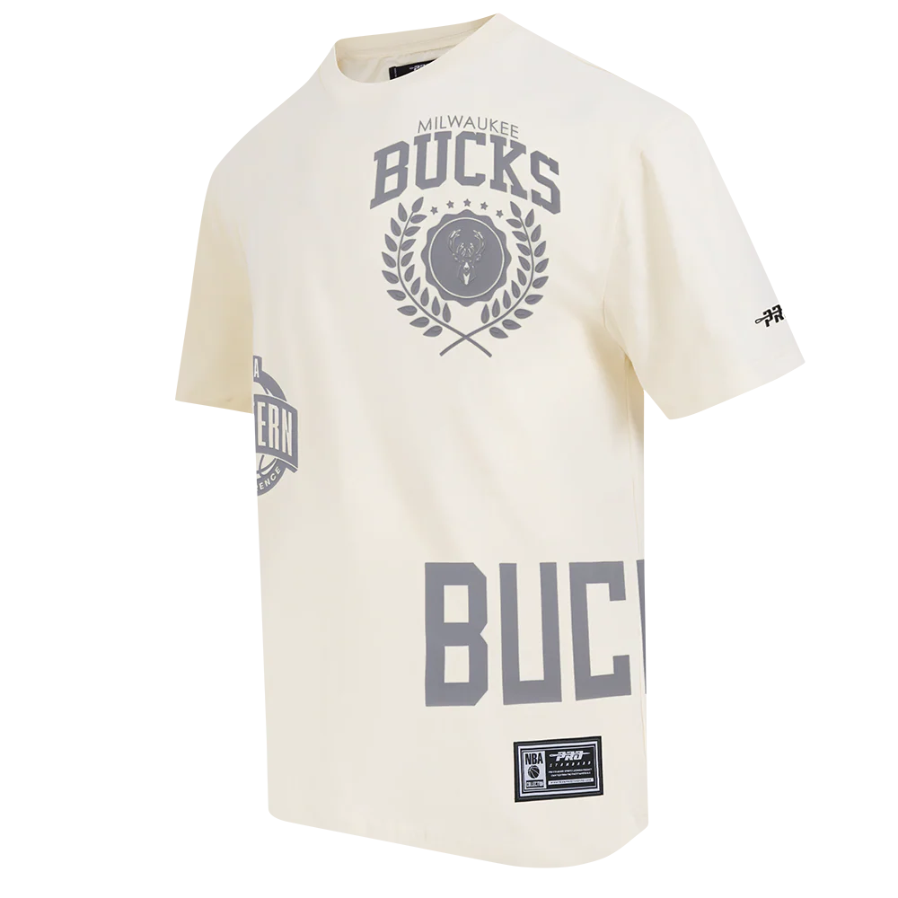 NBA MILWAUKEE BUCKS STREET TEAM MEN'S CJ DROP SHOULDER TEE (EGGSHELL) - Image 4