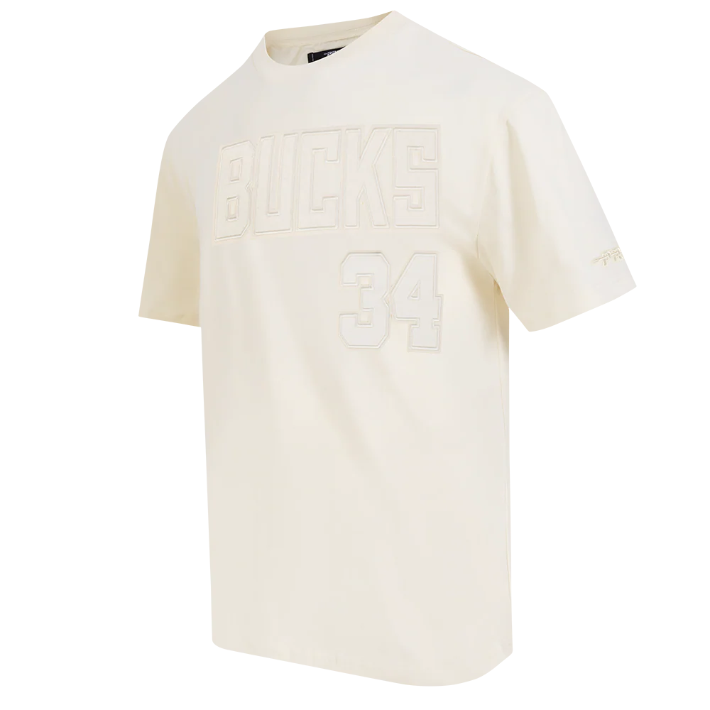 NBA MILWAUKEE BUCKS GIANNIS ANTETOKOUNMPO #34 NEUTRAL PNN MEN'S CJ DROP SHOULDER TEE (EGGSHELL) - Image 4