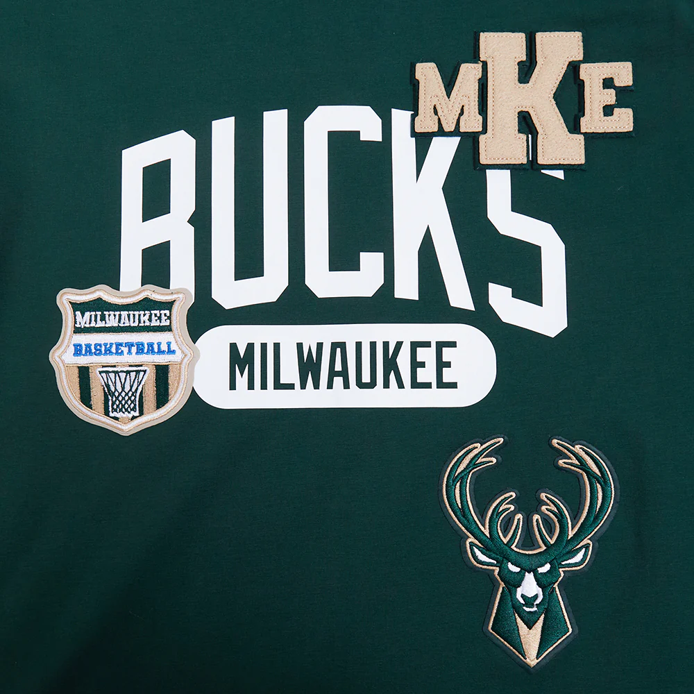 NBA MILWAUKEE BUCKS LETTERMAN MEN'S S/S TEE (FOREST GREEN) - Image 7