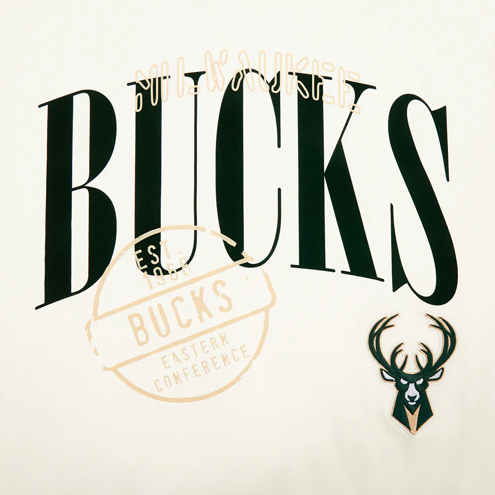 NBA MILWAUKEE BUCKS  STAMPED MEN'S S/S TEE (EGGSHELL) - Image 8