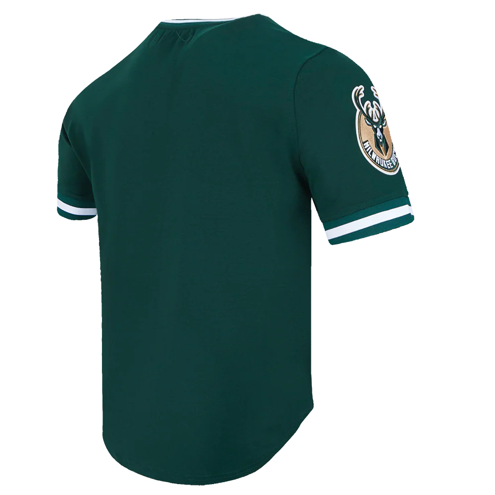 NBA MILWAUKEE BUCKS CLASSIC CHENILLE MEN'S DOUBLE KNIT TEE (FOREST GREEN) - Image 4