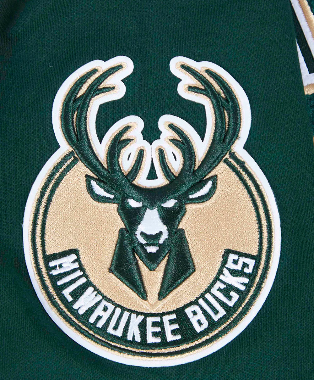 NBA MILWAUKEE BUCKS CLASSIC CHENILLE MEN'S DOUBLE KNIT TEE (FOREST GREEN) - Image 6
