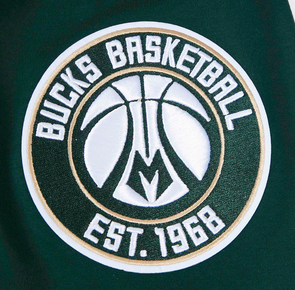 NBA MILWAUKEE BUCKS CLASSIC CHENILLE MEN'S DOUBLE KNIT TEE (FOREST GREEN) - Image 7