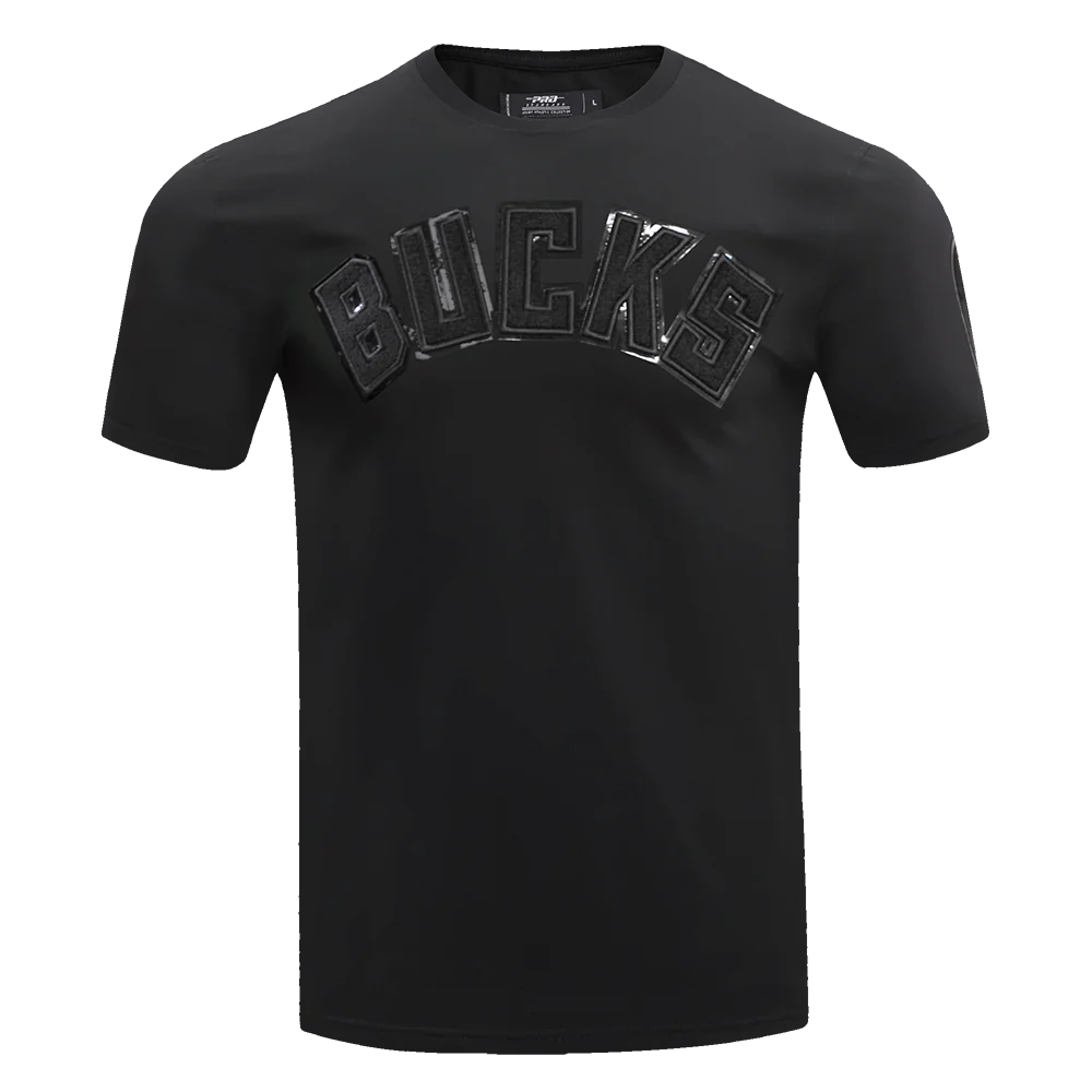 NBA MILWAUKEE BUCKS TRIPLE BLACK LOGO PRO TEAM MEN'S TEE (BLACK) - Image 10