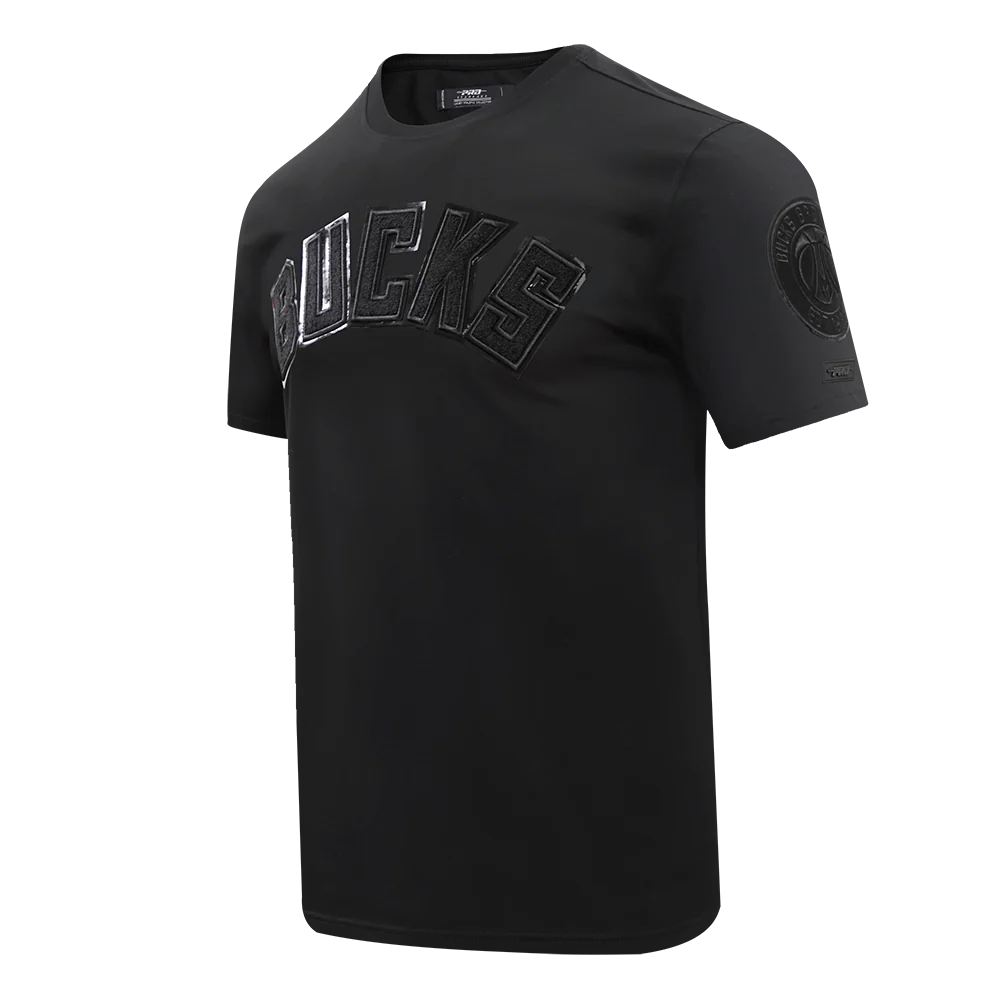 NBA MILWAUKEE BUCKS TRIPLE BLACK LOGO PRO TEAM MEN'S TEE (BLACK) - Image 11