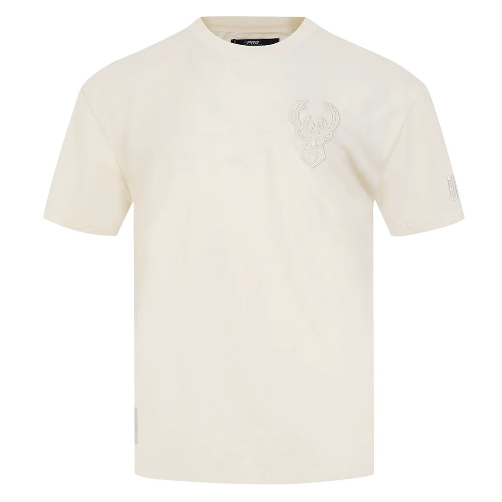 NBA MILWAUKEE BUCKS NEUTRAL MEN'S DROP SHOULDER TEE (EGGSHELL) - Image 3