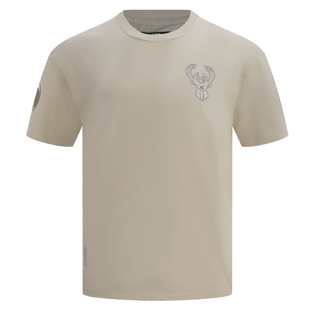 NBA MILWAUKEE BUCKS NEUTRAL DROP SHOULDER MEN'S TEE (TAUPE)