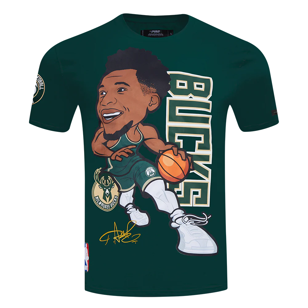NBA MILWAUKEE BUCKS GIANNIS ANTETOKOUNMPO #34 DRIVE SINGLE JERSEY TEE (FOREST GREEN) - Image 2