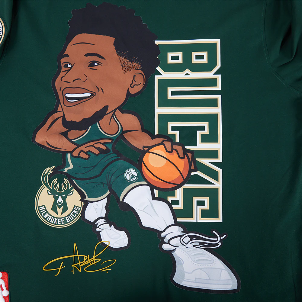 NBA MILWAUKEE BUCKS GIANNIS ANTETOKOUNMPO #34 DRIVE SINGLE JERSEY TEE (FOREST GREEN) - Image 9