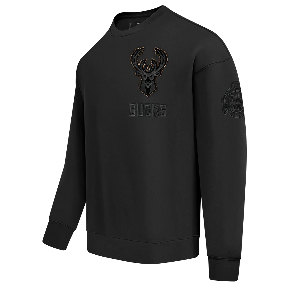 NBA MILWAUKEE BUCKS BLACKOUT MEN'S DROP SHOULDER LS TEE (BLACK) - Image 6