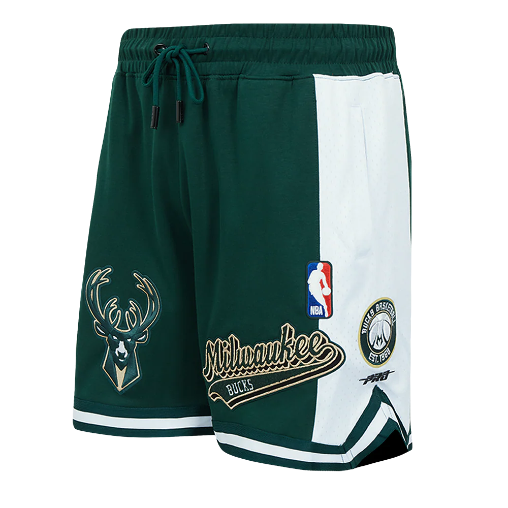 NBA MILWAUKEE BUCKS SCRIPT TAIL MEN'S DOUBLE KNIT 2.0 SHORT (FOREST GREEN)