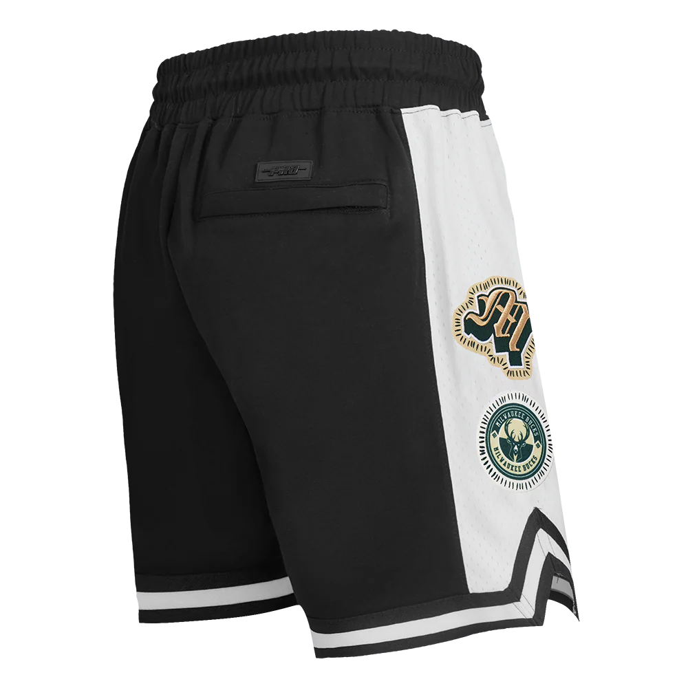 NBA MEN'SILWAUKEE BUCKS DIY PICK STITCH MEN'S DOUBLE KNIT 2.0 SHORT (BLACK) - Image 3