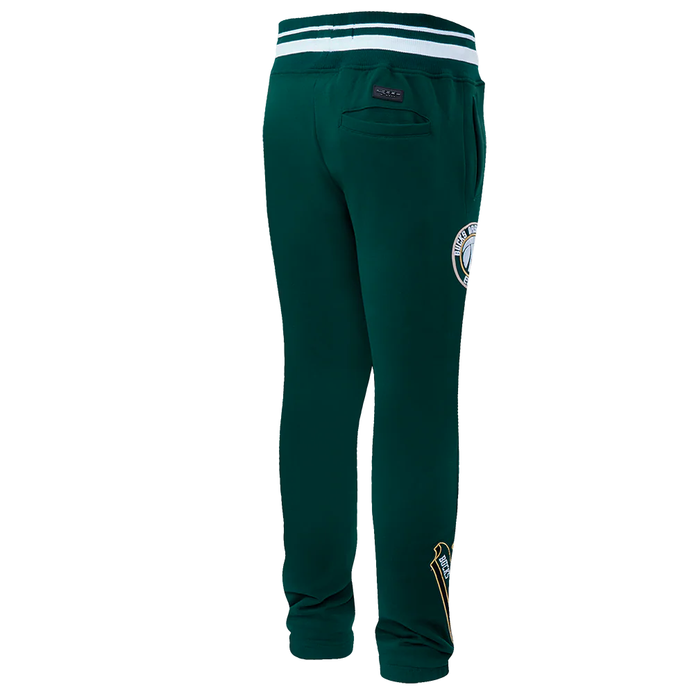 NBA MILWAUKEE BUCKS SCRIPT TAIL MEN'S RIB FLEECE SWEATPANT (FOREST GREEN) - Image 3