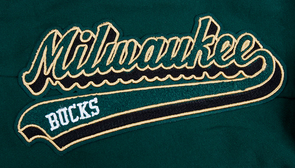 NBA MILWAUKEE BUCKS SCRIPT TAIL MEN'S RIB FLEECE SWEATPANT (FOREST GREEN) - Image 7