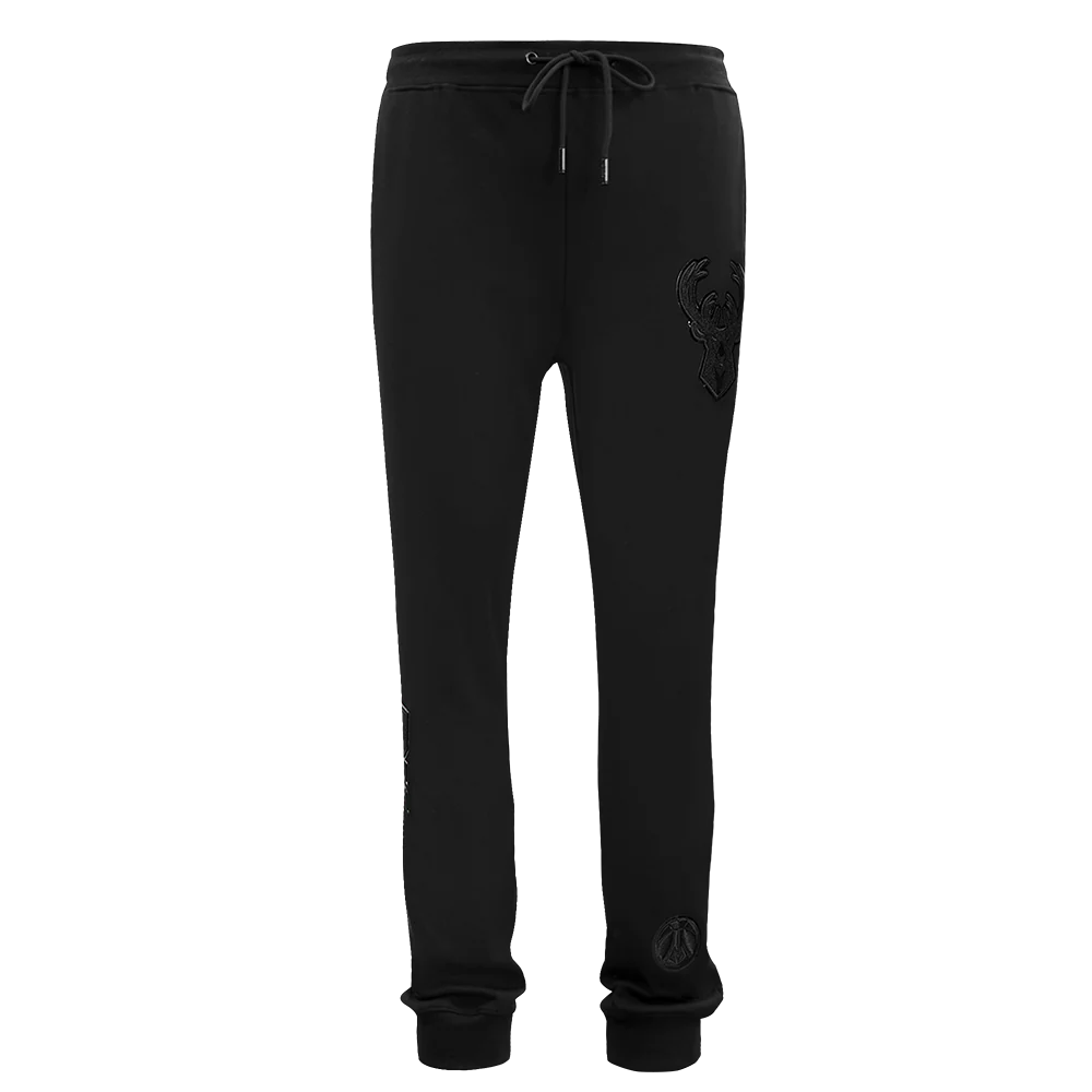 NBA MILWAUKEE BUCKS TRIPLE BLACK LOGO MEN'S JOGGER (BLACK) - Image 4