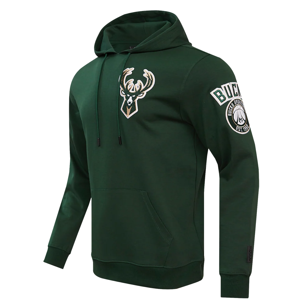 NBA MILWAUKEE BUCKS CLASSIC CHENILLE MEN'S PULLOVER HOODIE (FOREST GREEN) - Image 2