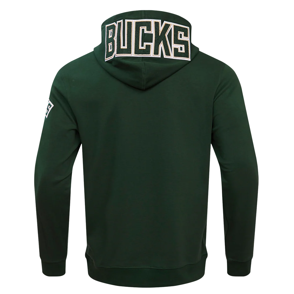 NBA MILWAUKEE BUCKS CLASSIC CHENILLE MEN'S PULLOVER HOODIE (FOREST GREEN) - Image 4