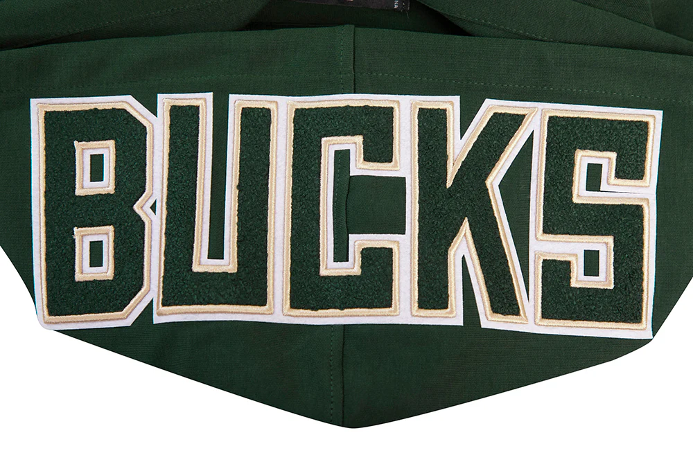 NBA MILWAUKEE BUCKS CLASSIC CHENILLE MEN'S PULLOVER HOODIE (FOREST GREEN) - Image 5