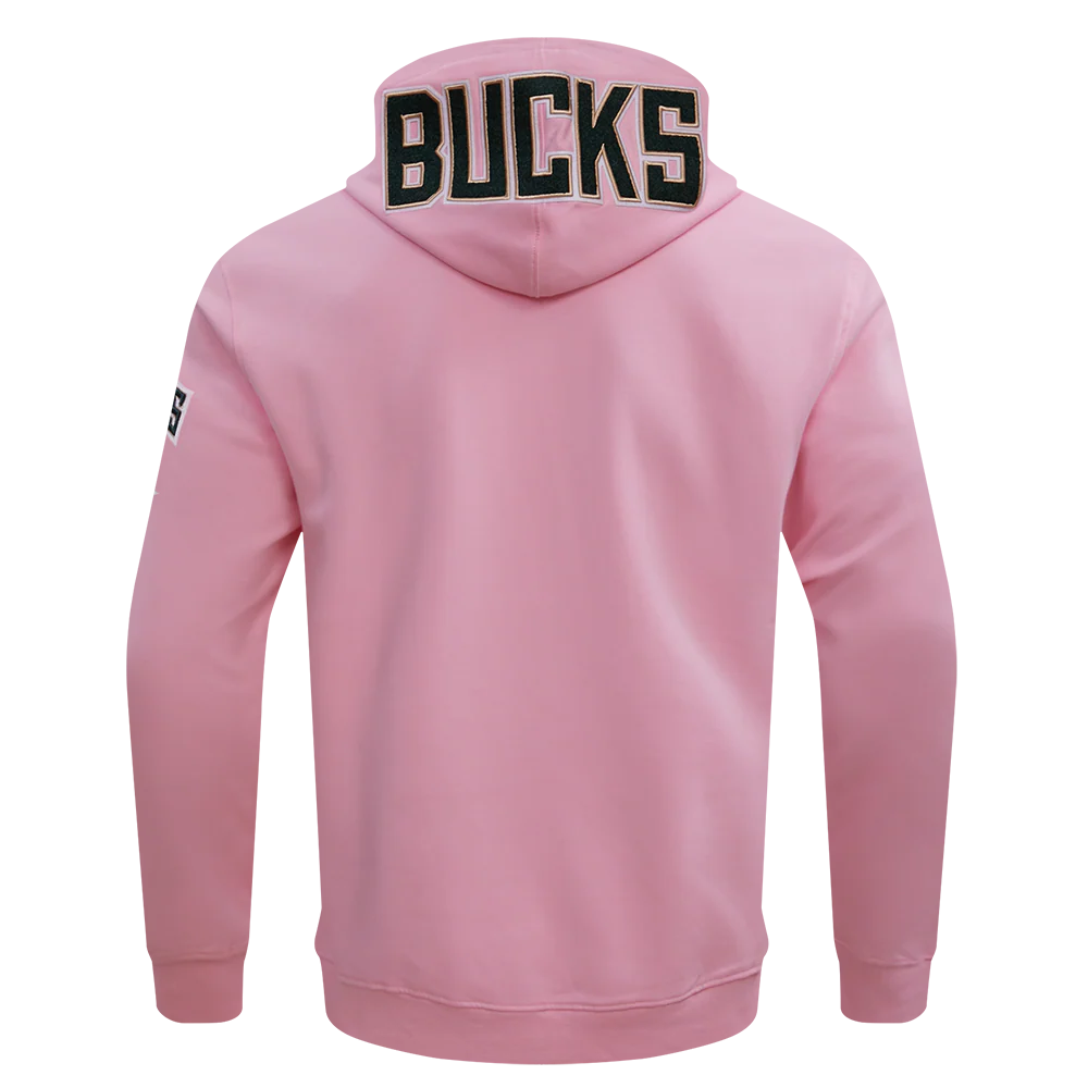 NBA MILWAUKEE BUCKS CLASSIC CHENILLE MEN'S PULLOVER HOODIE (PINK) - Image 4