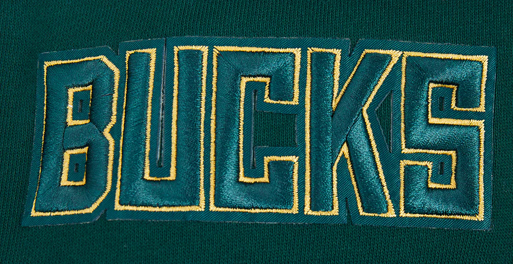 NBA MILWAUKEE BUCKS SCRIPT TAIL MEN'S RIB FLEECE PULLOVER HOODIE (FOREST GREEN) - Image 6