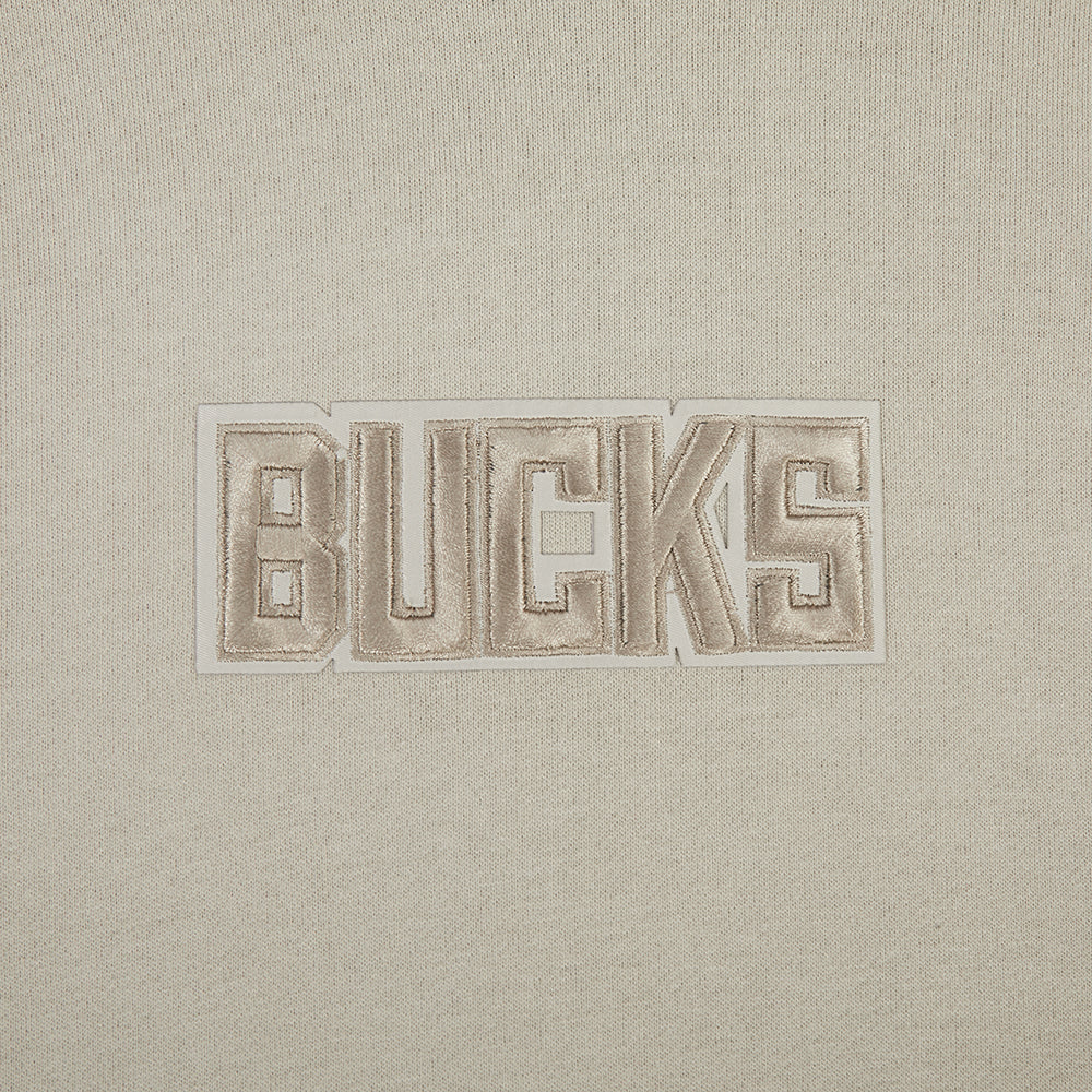 NBA MILWAUKEE BUCKS WINGSPAN MEN'S DROP SHOULDER FLEECE PULLOVER HOODIE (TAUPE) - Image 7