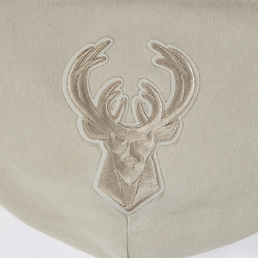 NBA MILWAUKEE BUCKS WINGSPAN MEN'S DROP SHOULDER FLEECE PULLOVER HOODIE (TAUPE) - Image 8